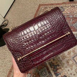 Strathberry East West Croc Embossed Burgundy